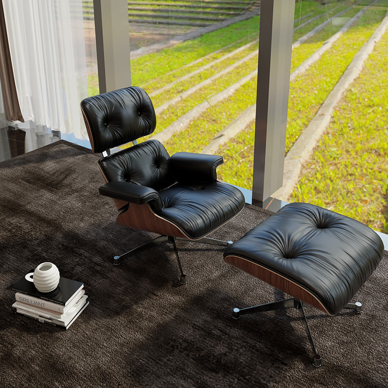 ELUXFI CASA Eames Style Modern Leather Lounge Chair - Italian Minimalist Design for Living Room/Office