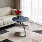 ELUXFI CASA Italian Minimalist Marble Side Table - Modern Luxury Round Coffee Table - Natural Stone