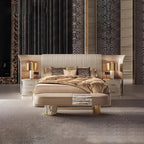 ELUXFI CASA Italian Modern Leather Bed - Premium Top-Grain Leather King Size Platform Bed with Wide Headboard