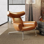 ELUXFI CASA Premium Leather Lounge Chair - Italian Modern Design with Metal Legs