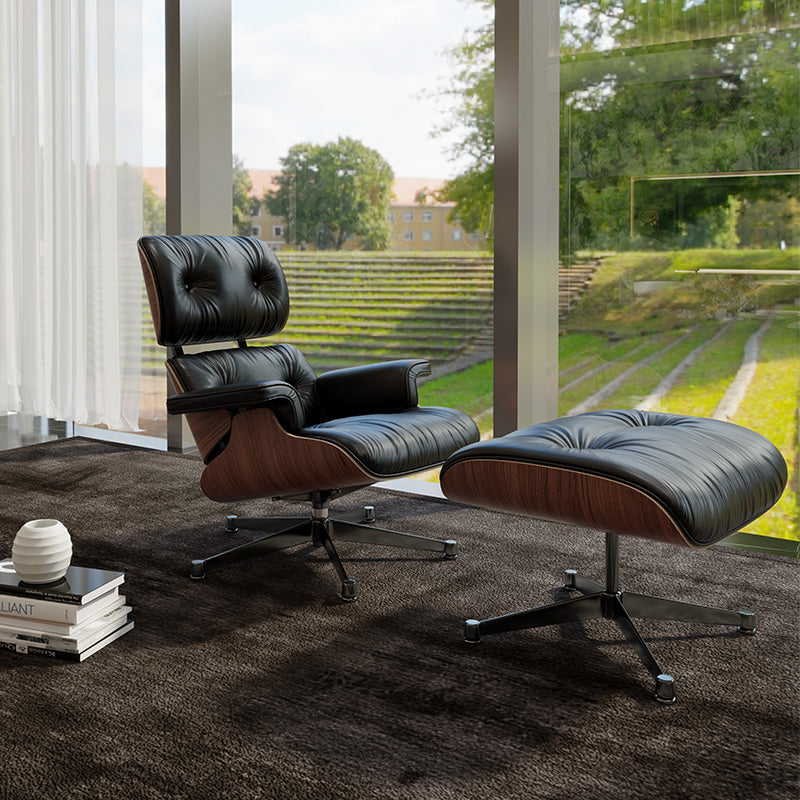 ELUXFI CASA Eames Style Modern Leather Lounge Chair - Italian Minimalist Design for Living Room/Office