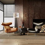 ELUXFI CASA Premium Leather Lounge Chair - Italian Modern Design with Metal Legs