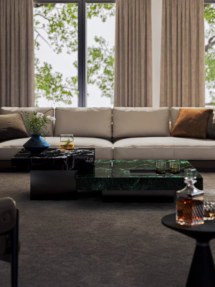 ELUXFI CASA Natural Green Marble Coffee Table - Italian Minimalist Luxury Floating Tea Table