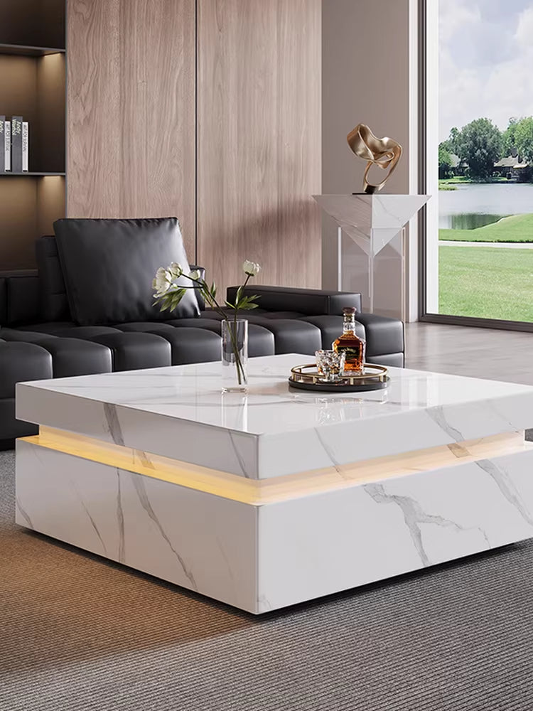 ELUXFI CASA Smart LED Coffee Table - Modern Italian Minimalist Design - Sintered Stone Slab