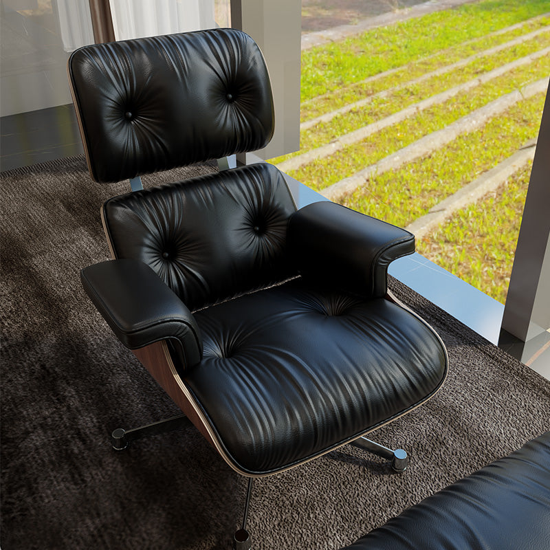 ELUXFI CASA Eames Style Modern Leather Lounge Chair - Italian Minimalist Design for Living Room/Office