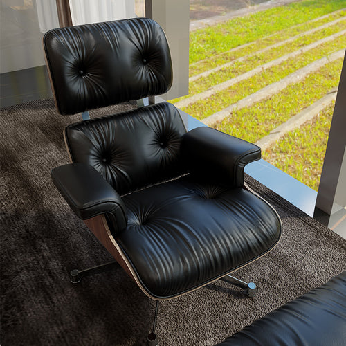 ELUXFI CASA Eames Style Modern Leather Lounge Chair - Italian Minimalist Design for Living Room/Office