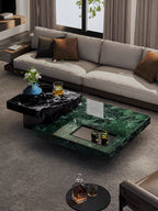 ELUXFI CASA Natural Green Marble Coffee Table - Italian Minimalist Luxury Floating Tea Table