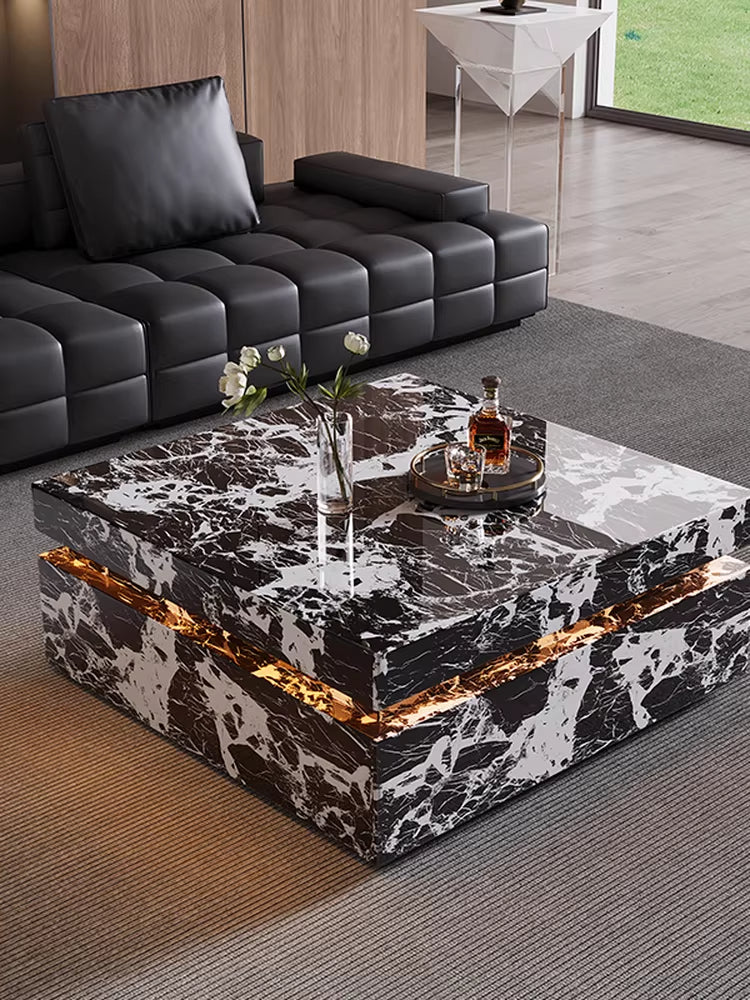 ELUXFI CASA Smart LED Coffee Table - Modern Italian Minimalist Design - Sintered Stone Slab