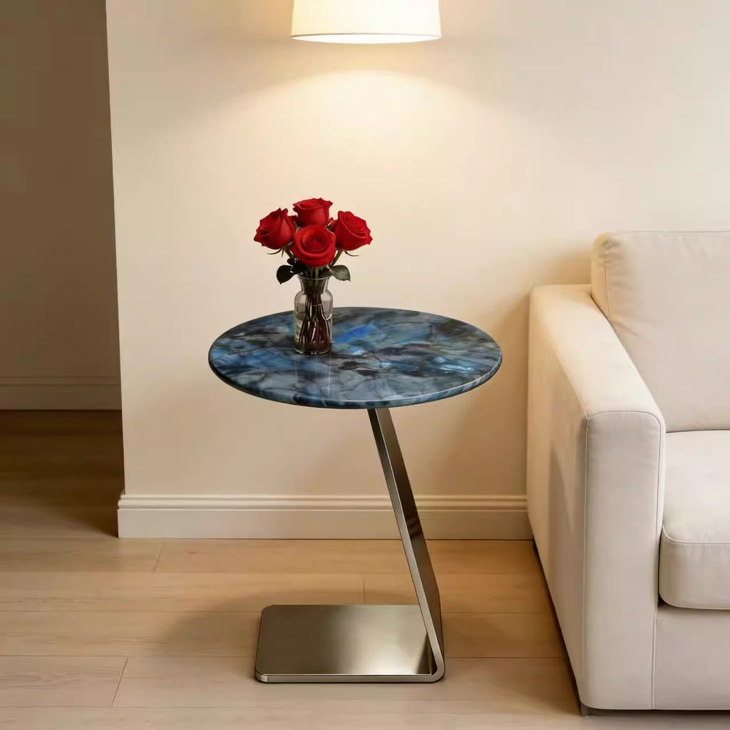 ELUXFI CASA Italian Minimalist Marble Side Table - Modern Luxury Round Coffee Table - Natural Stone