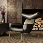 ELUXFI CASA Premium Leather Lounge Chair - Italian Modern Design with Metal Legs