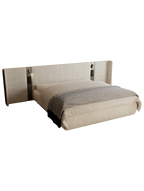 ELUXFI CASA Italian Modern LED Leather Bed - Wide Headboard Platform Bed with Ambient Lighting