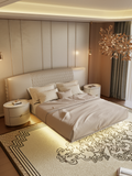 ELUXFI CASA Italian Modern Floating Leather Bed - Queen/King Size Platform Bed with Ambient Lighting