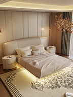 ELUXFI CASA Italian Modern Floating Leather Bed - Queen/King Size Platform Bed with Ambient Lighting