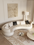 ELUXFI CASA French Arc Sofa - Italian Wabi-Sabi L-Shape Sectional - Premium Teddy Velvet