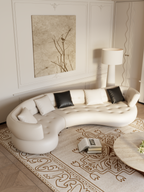 ELUXFI CASA French Arc Sofa - Italian Wabi-Sabi L-Shape Sectional - Premium Teddy Velvet