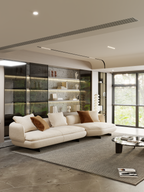 ELUXFI CASA Vivian Fabric Sofa - 2026 Italian Minimalist L-Shape Sectional - Premium Teddy Velvet