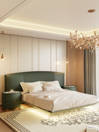 ELUXFI CASA Italian Modern Floating Leather Bed - Queen/King Size Platform Bed with Ambient Lighting