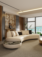 ELUXFI CASA Italian Modern Curved Leather Sofa - 2026 New Design Top-Grain Leather for Luxury Living Room