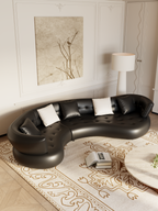 ELUXFI CASA French Arc Sofa - Italian Wabi-Sabi L-Shape Sectional - Premium Teddy Velvet