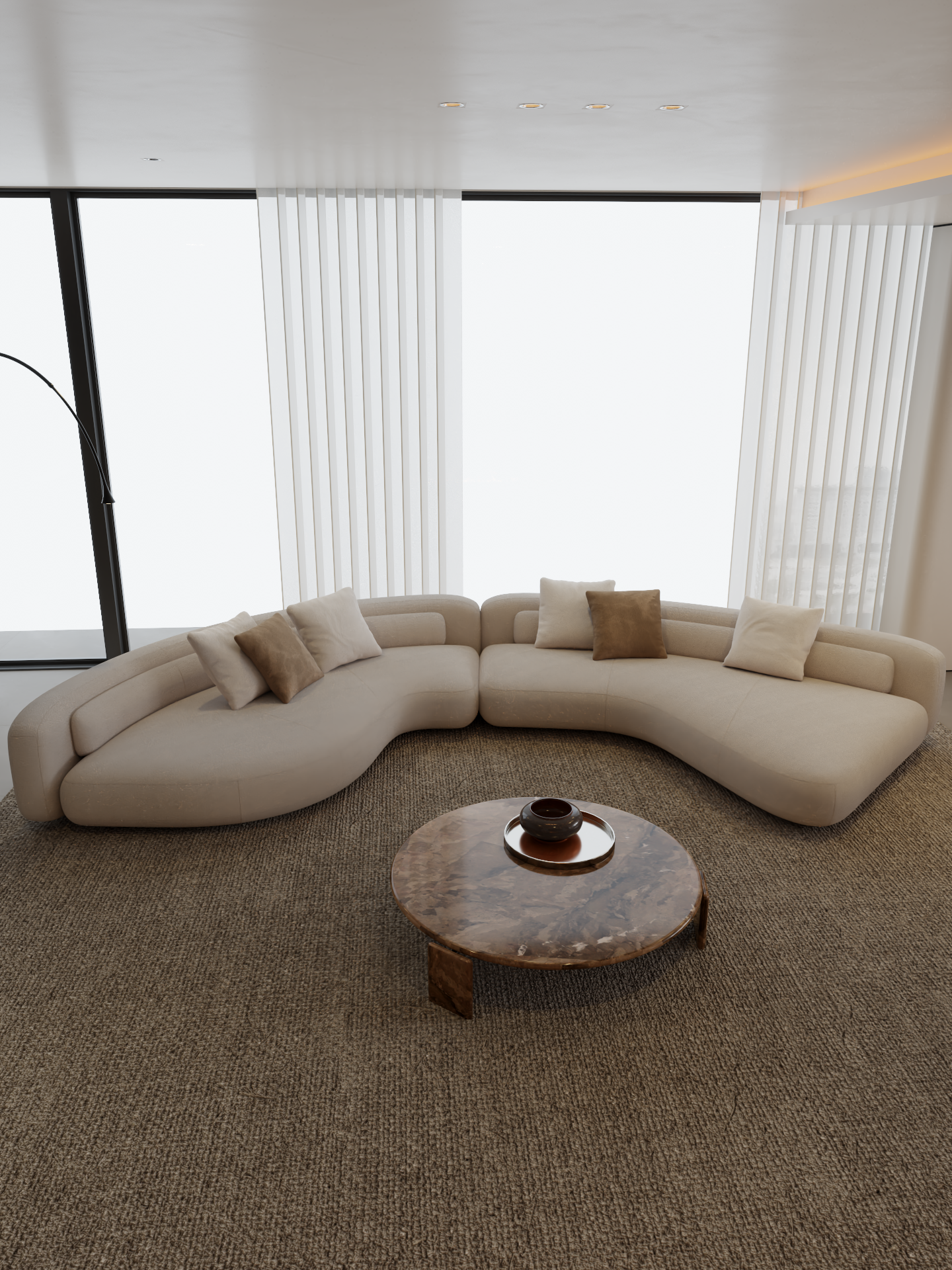 ELUXFI CASA Bassel Fabric Sofa - 2026 Italian Minimalist Design - Arc Shaped for Villa/Flat