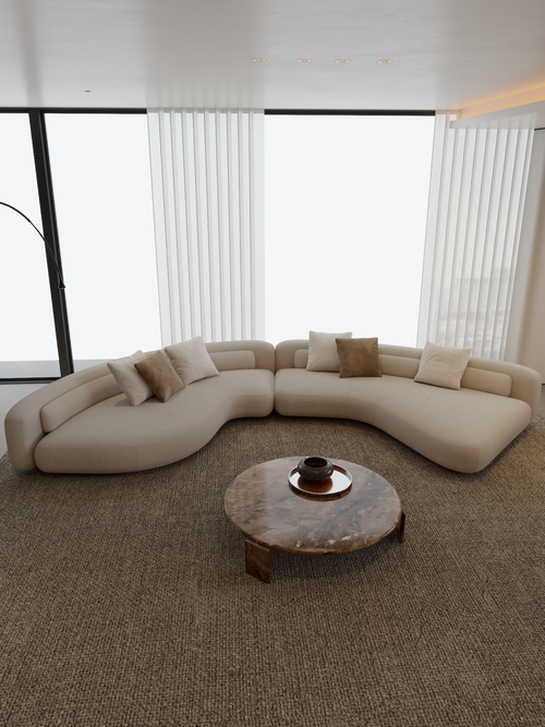 ELUXFI CASA Bassel Fabric Sofa - 2026 Italian Minimalist Design - Arc Shaped for Villa/Flat