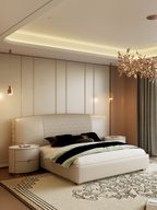 ELUXFI CASA Italian Modern Floating Leather Bed - Queen/King Size Platform Bed with Ambient Lighting