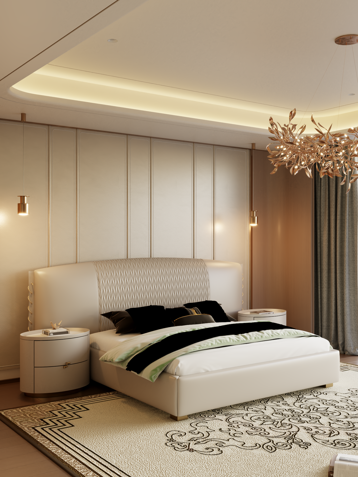 ELUXFI CASA Italian Modern Floating Leather Bed - Queen/King Size Platform Bed with Ambient Lighting