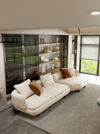 ELUXFI CASA Vivian Fabric Sofa - 2026 Italian Minimalist L-Shape Sectional - Premium Teddy Velvet