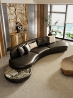 ELUXFI CASA Italian Modern Curved Leather Sofa - 2026 New Design Top-Grain Leather for Luxury Living Room