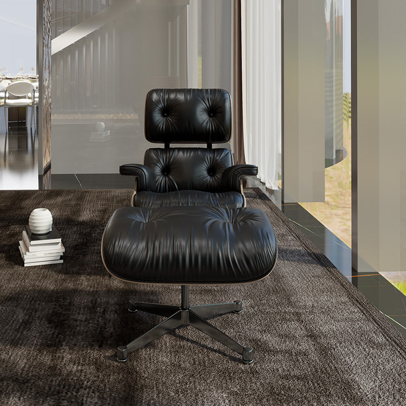 ELUXFI CASA Eames Style Modern Leather Lounge Chair - Italian Minimalist Design for Living Room/Office