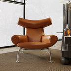 ELUXFI CASA Premium Leather Lounge Chair - Italian Modern Design with Metal Legs