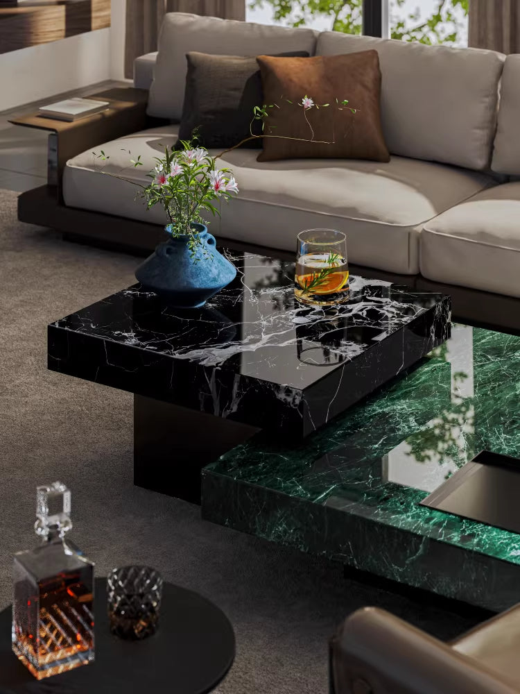 ELUXFI CASA Natural Green Marble Coffee Table - Italian Minimalist Luxury Floating Tea Table