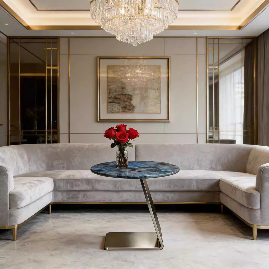 ELUXFI CASA Italian Minimalist Marble Side Table - Modern Luxury Round Coffee Table - Natural Stone