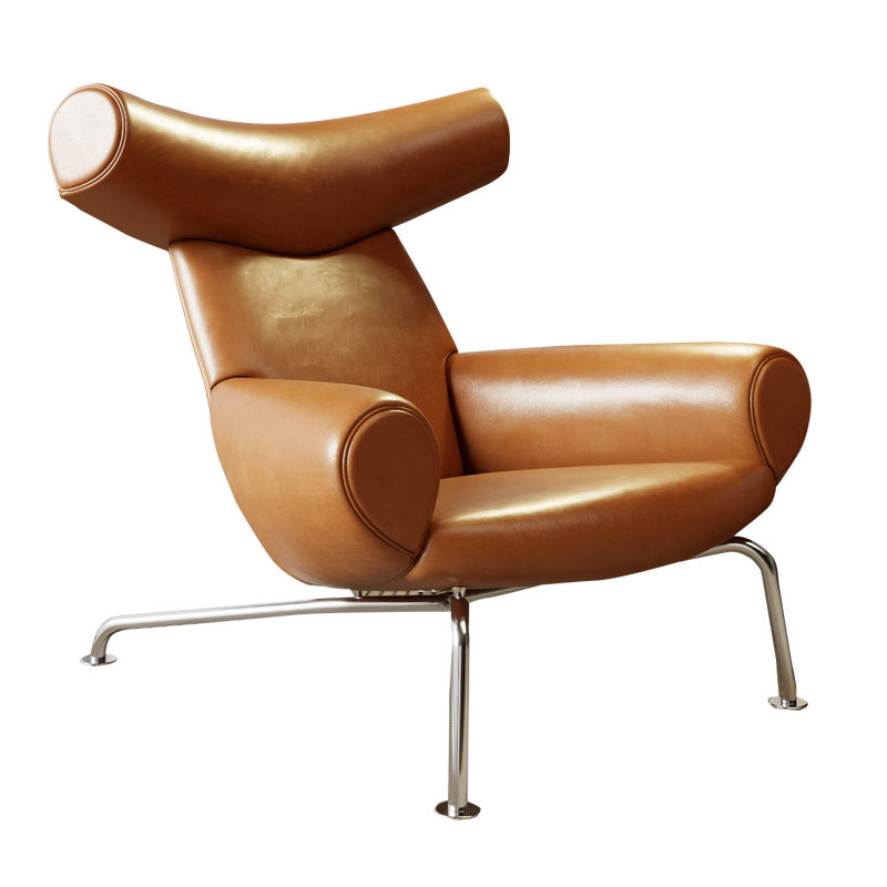 ELUXFI CASA Premium Leather Lounge Chair - Italian Modern Design with Metal Legs