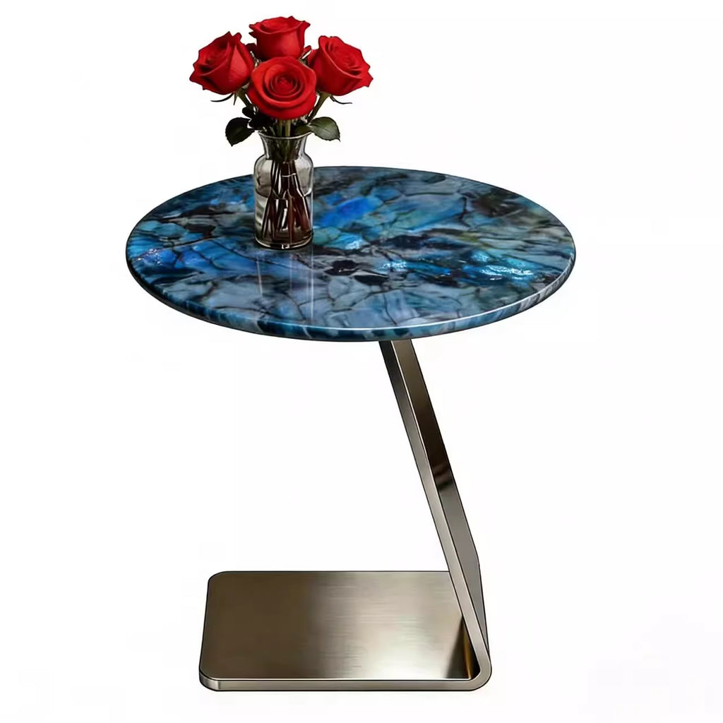 ELUXFI CASA Italian Minimalist Marble Side Table - Modern Luxury Round Coffee Table - Natural Stone