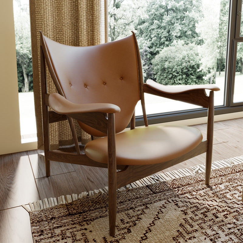 ELUXFI CASA Vintage Chief Chair - American Black Walnut Wood with Genuine Leather