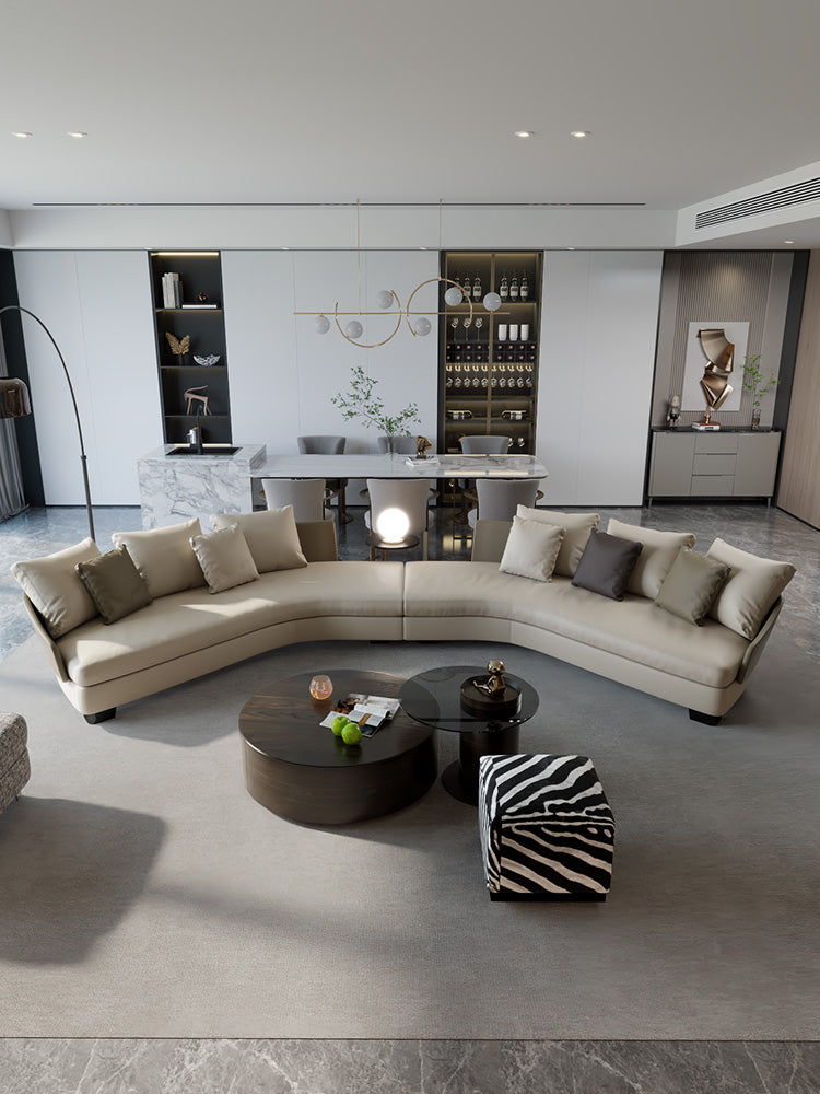 ELUXFI CASA Lawson Modern Circular Sofa - Italian Luxury Round Corner Sectional for Large Living Room