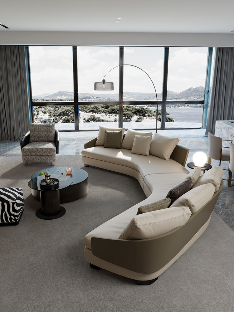 ELUXFI CASA Lawson Modern Circular Sofa - Italian Luxury Round Corner Sectional for Large Living Room