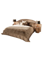 ELUXFI CASA Italian Modern Princess Suede Bed - Luxury Wide Headboard Platform Bed for Master Bedroom
