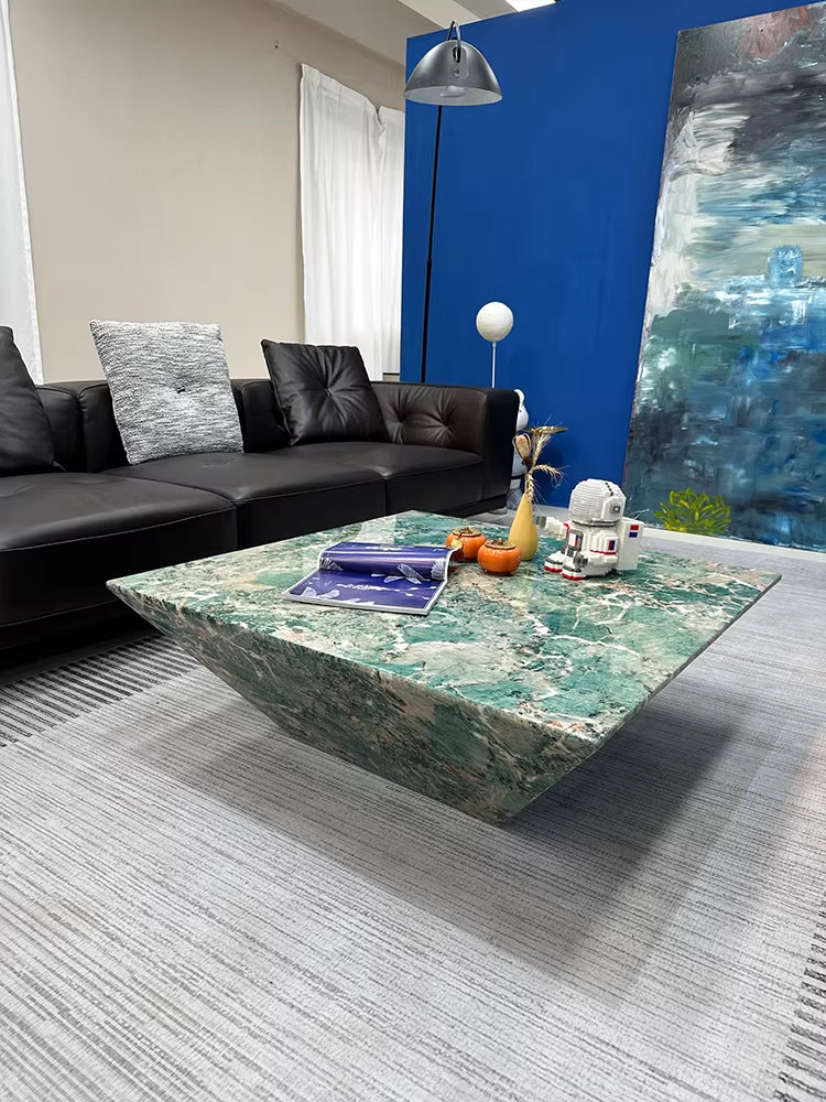 ELUXFI CASA Italian Minimalist Amazon Green Marble Coffee Table