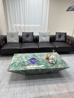 ELUXFI CASA Italian Minimalist Amazon Green Marble Coffee Table