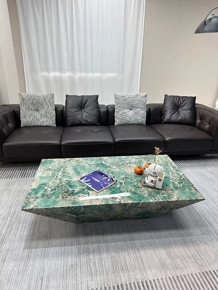 ELUXFI CASA Italian Minimalist Amazon Green Marble Coffee Table