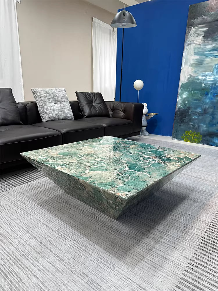 ELUXFI CASA Italian Minimalist Amazon Green Marble Coffee Table