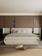 ELUXFI CASA Italian Modern LED Leather Bed - Wide Headboard Platform Bed with Ambient Lighting